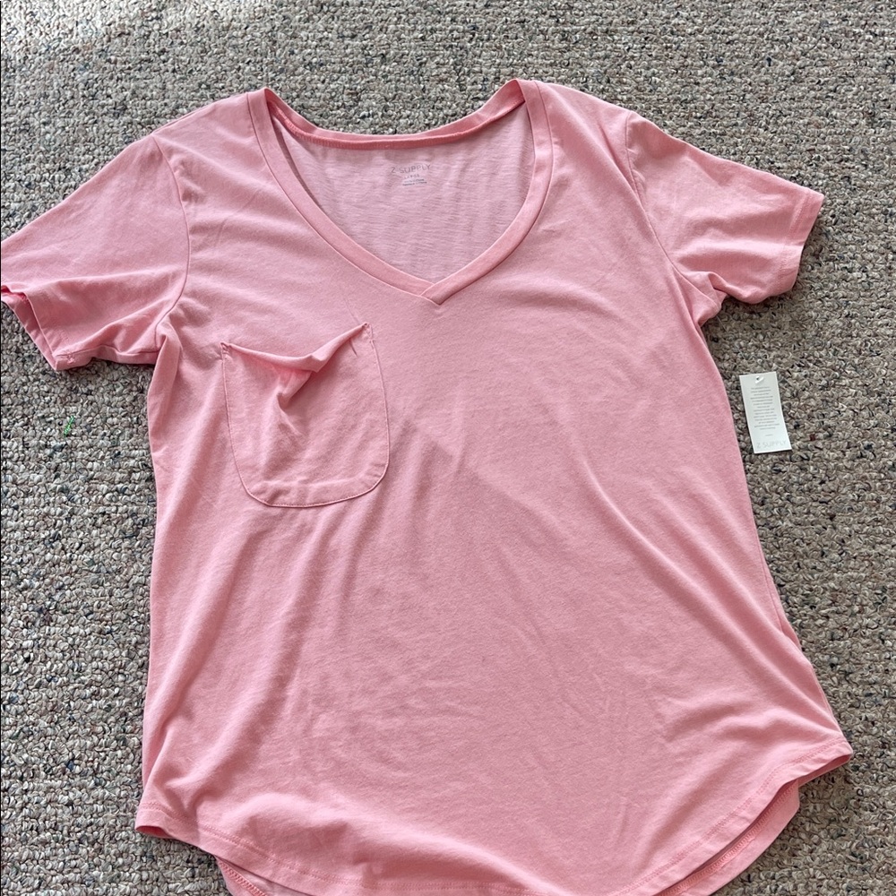 Z Supply Light Pink V-Neck Tee